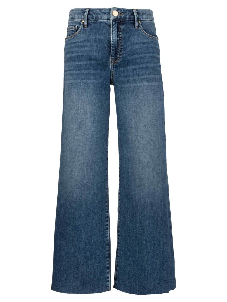 KUT from the Kloth - Meg High Rise Fab Ab Wide Leg Raw Hem - Long Inseam - Rad - happenstance.