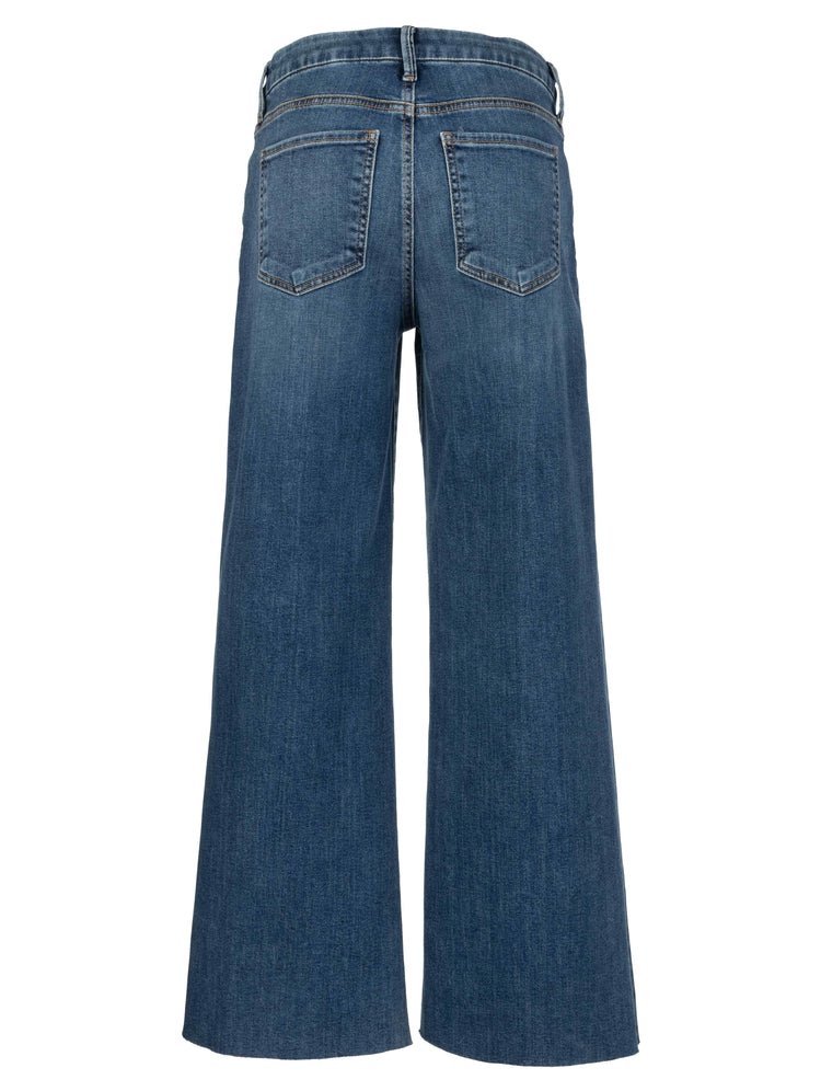KUT from the Kloth - Meg High Rise Fab Ab Wide Leg Raw Hem - Long Inseam - Rad - happenstance.