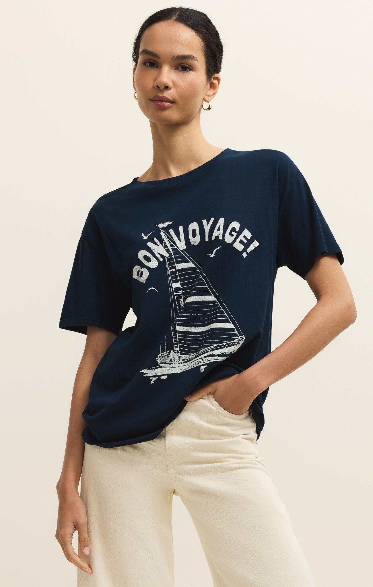 Z Supply - Bon Voyage Graphic Boyfriend Tee - happenstance.
