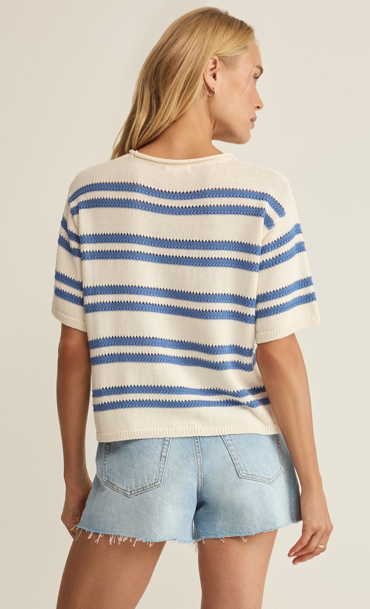 Z Supply - Prado Stripe Sweater Tee - Lake Blue - happenstance.