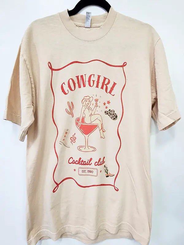 Cowgirl Cocktail Club Oversized Graphic Tee | 100% Cotton Made in USA - happenstance.