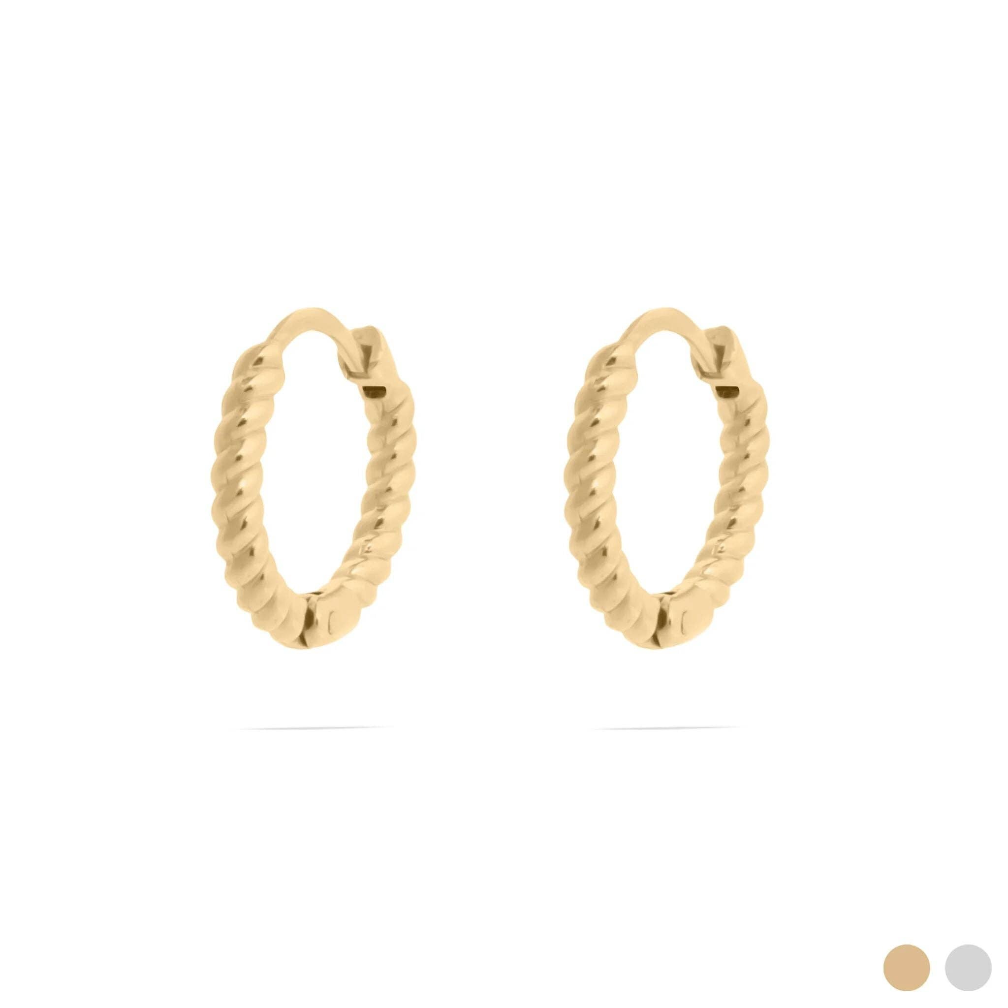 Twisted Hoop Earrings - 14mm Gold - happenstance.