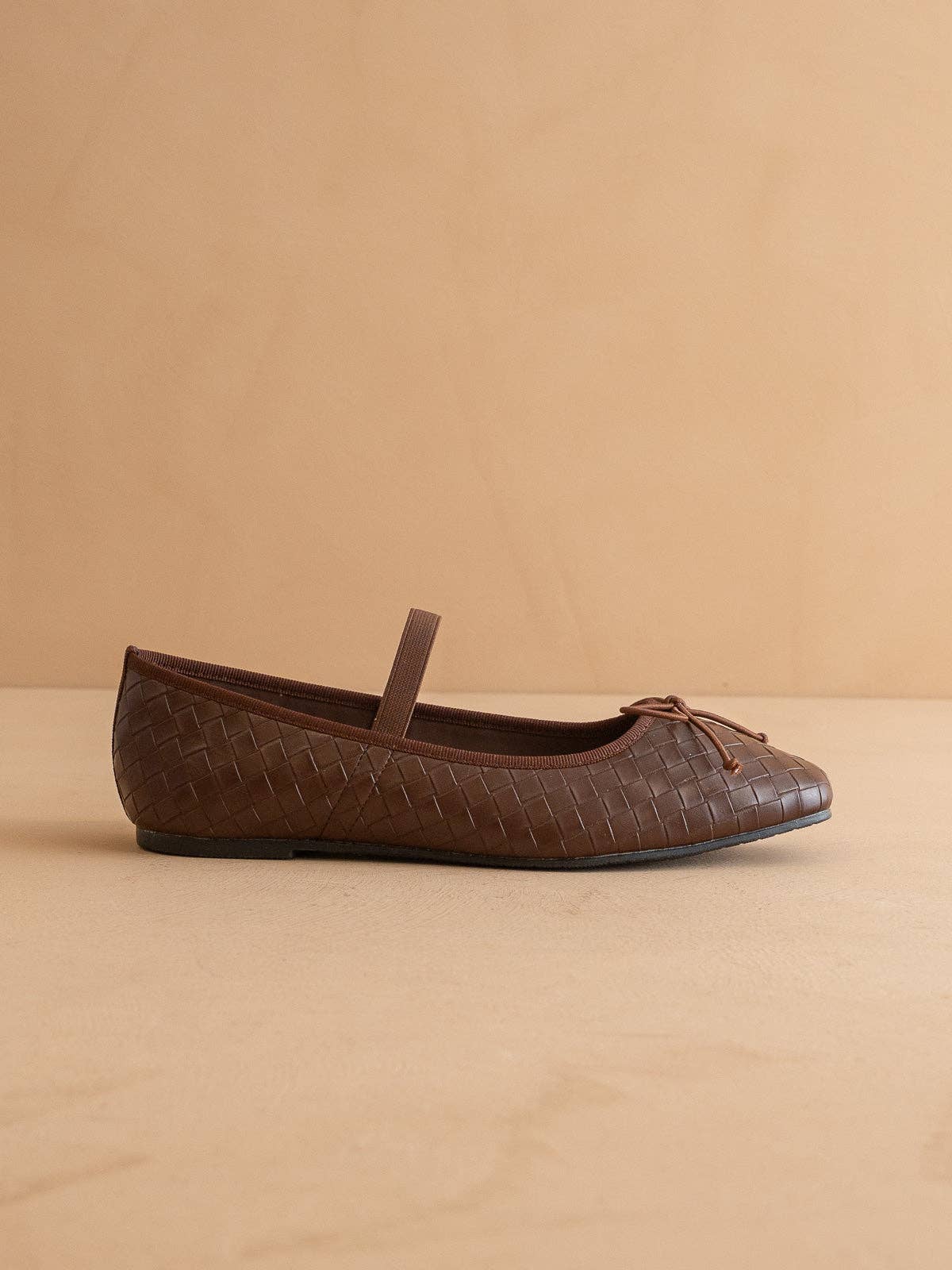 Brown vegan leather ballet flats