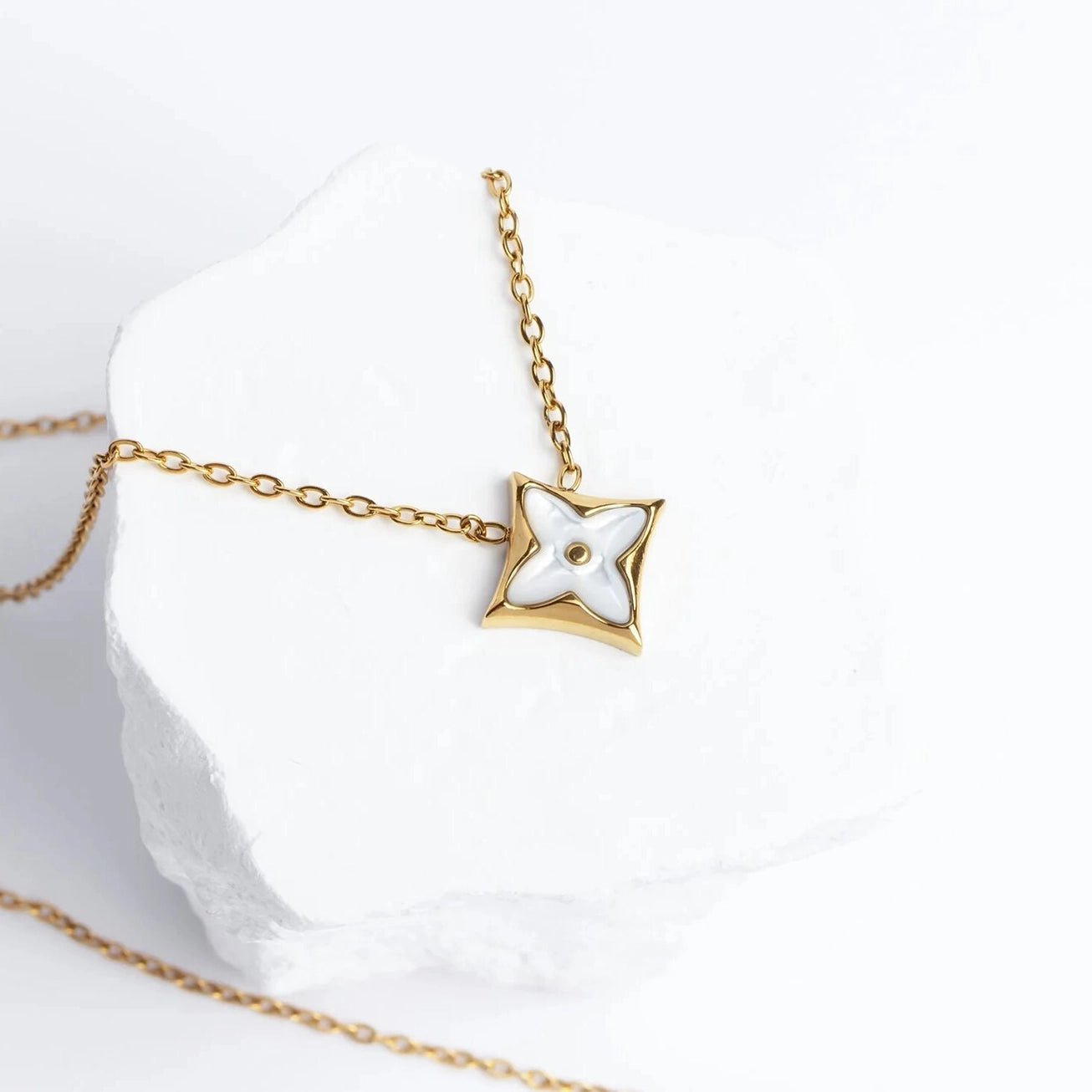 Mother of Pearl Star Necklace - Gold - happenstance.