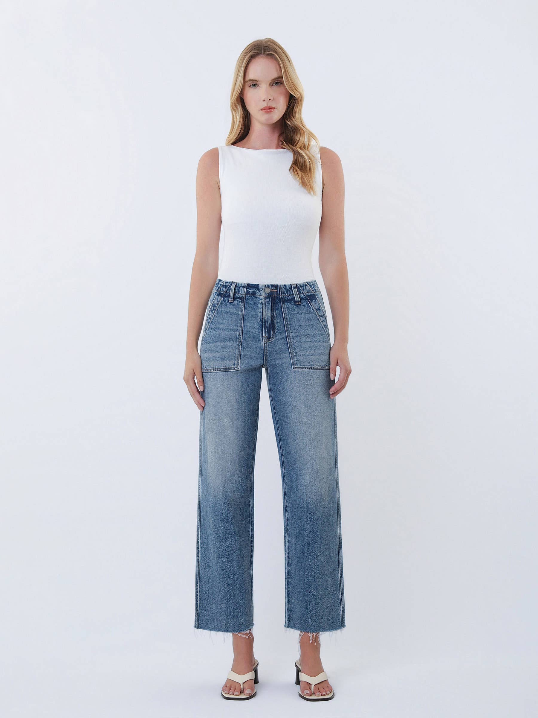 Flying Monkey - High Rise Patch Pocket Slim Wide Leg - Fantasy - happenstance.
