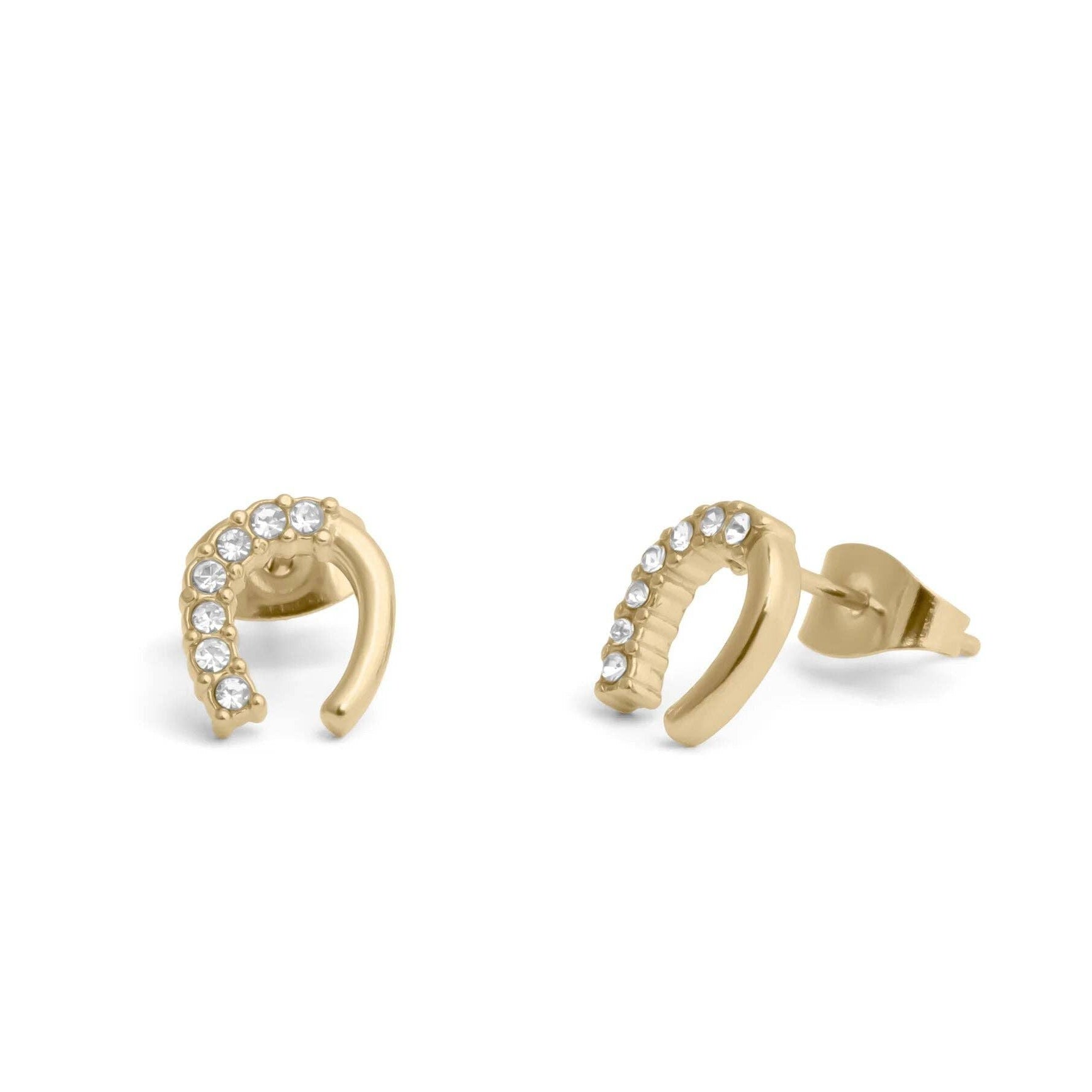 Horse Shoe Stone Earring - Gold - happenstance.