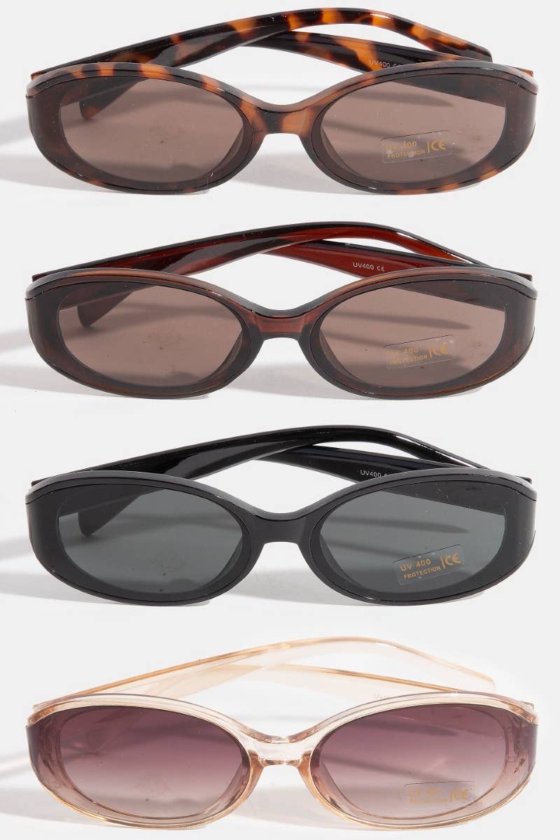 Oval lens plastic sunglasses