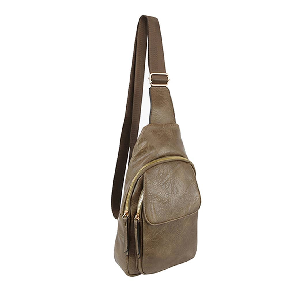 Olive leather sling bag 