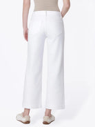 High Rise Patch Pocket Wide Leg Jeans - Optic White - happenstance.