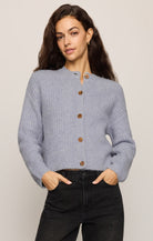 Blue crewneck cardigan sweater 