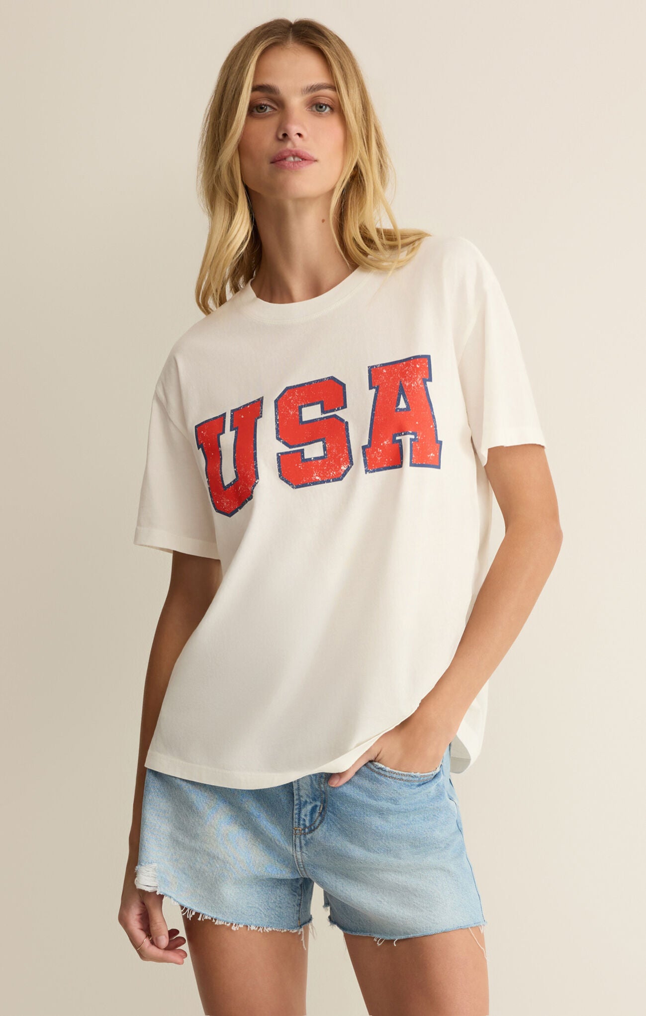 Z Supply - USA Boyfriend Tee - Sea Salt - happenstance.
