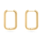Rounded Rectangle Everyday Huggie Earrings - Gold - happenstance.