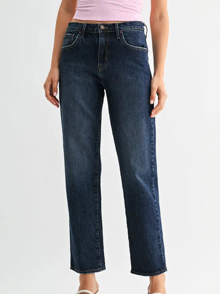 Dark wash straight leg jeans 