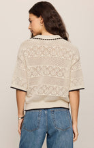 Z Supply - Denman Crochet Polo Sweater - Sandstone - happenstance.