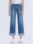 Flying Monkey - High Rise Raw Cuffed Hem Slim Wide Leg - Eclipse - happenstance.