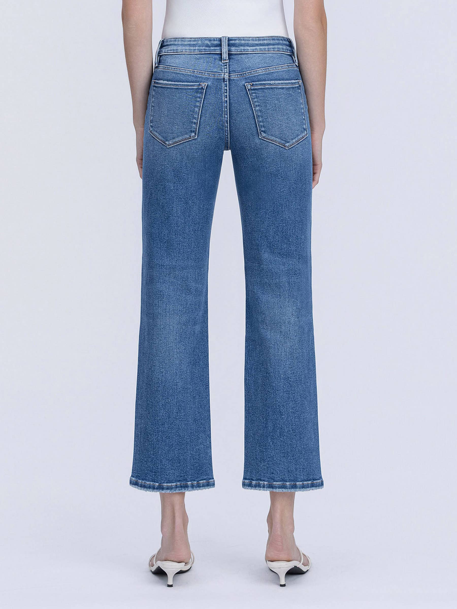 Mid Rise Medium Dark Wash Ankle Straight - Green Aventurine - happenstance.