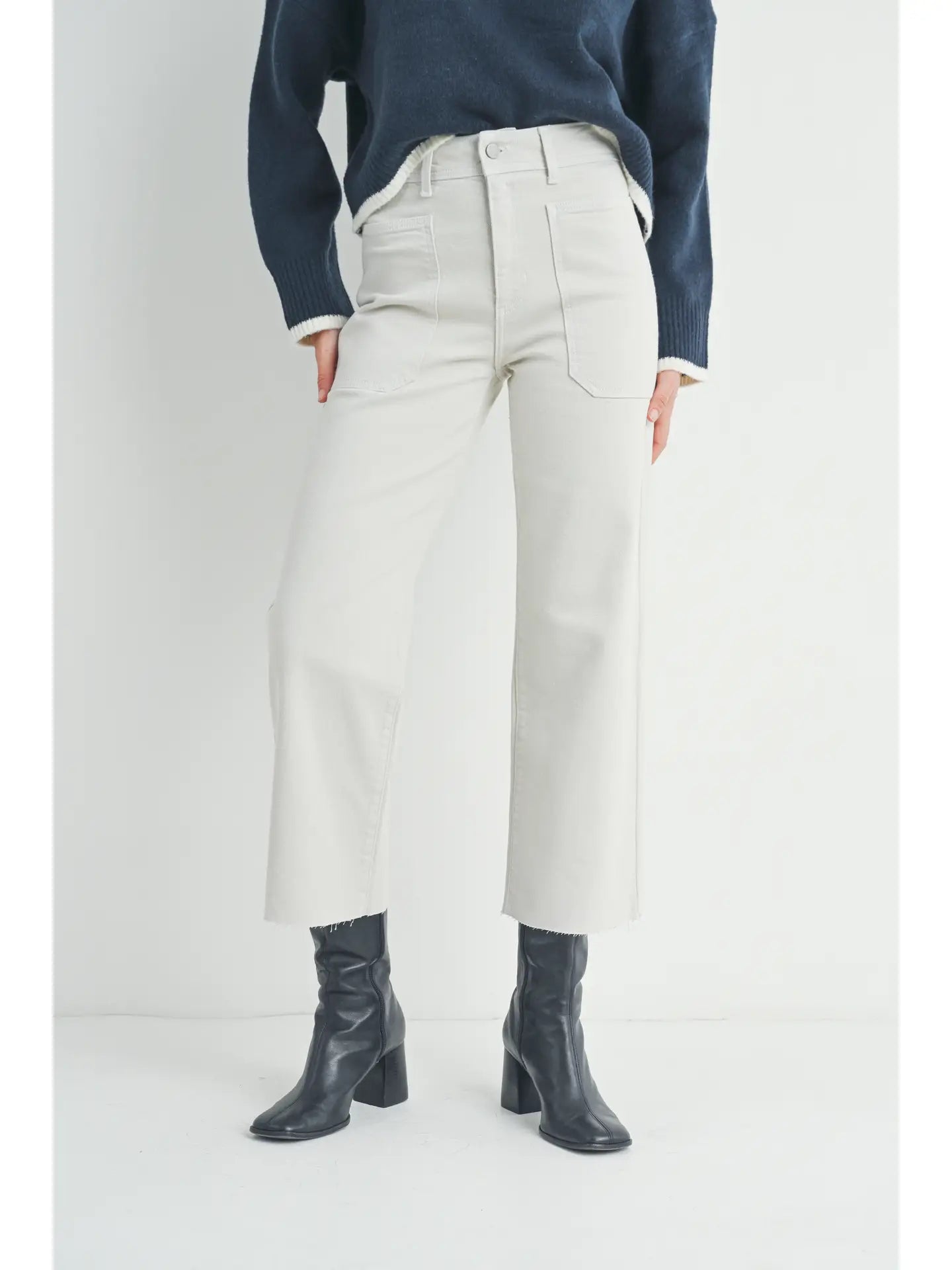 High Rise Utility Wide Leg - Sea Salt - happenstance.