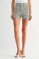 High Rise Utility Cargo Short - Olive Stripe - happenstance.