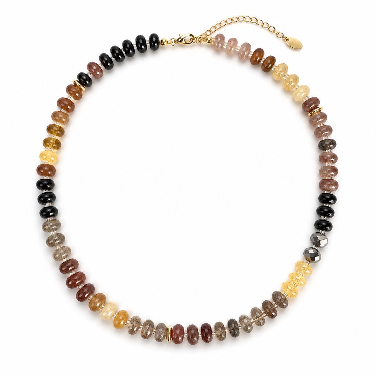 Brown beaded gold necklace 