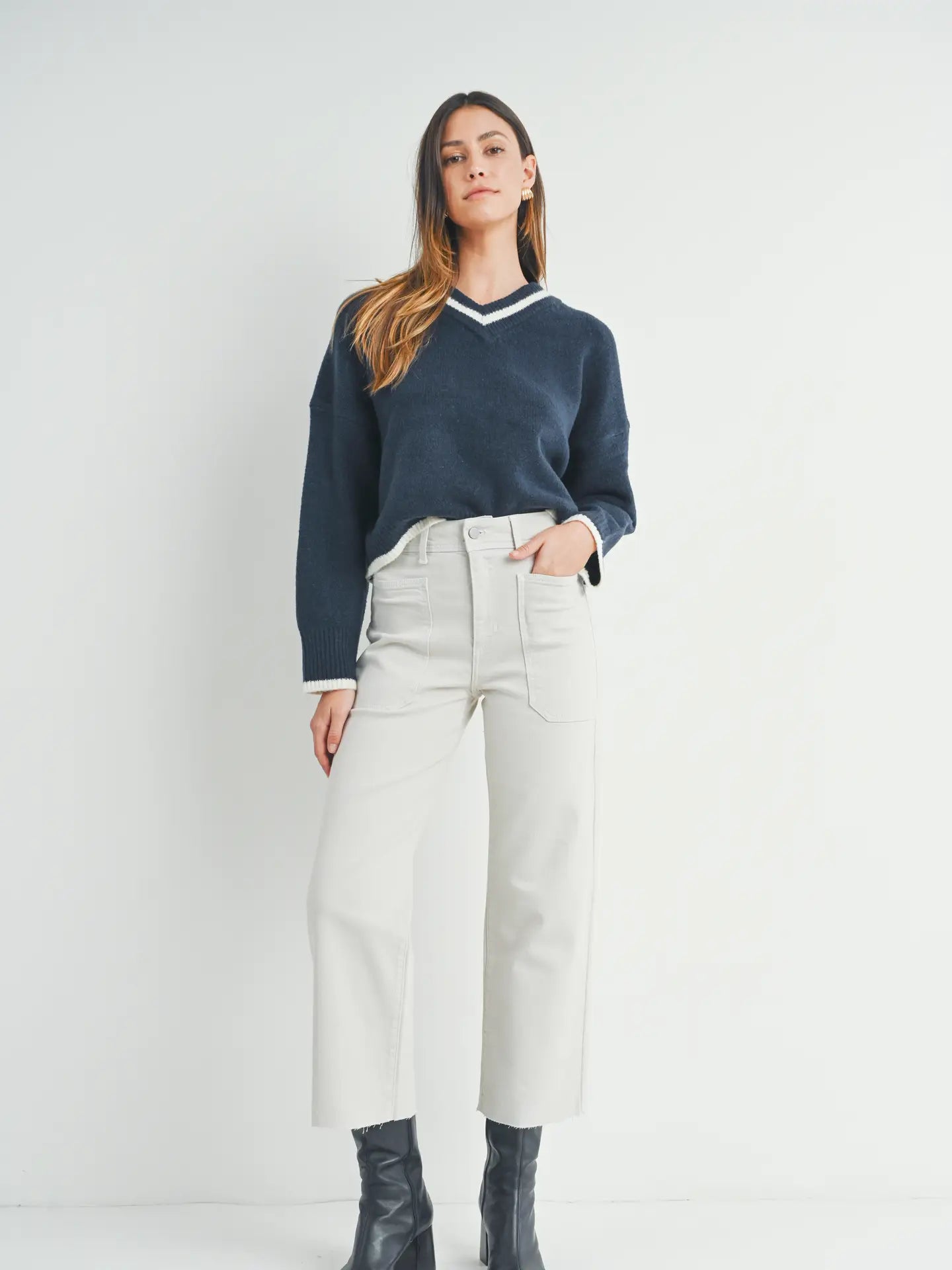 High Rise Utility Wide Leg - Sea Salt - happenstance.