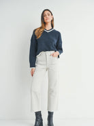 High Rise Utility Wide Leg - Sea Salt - happenstance.