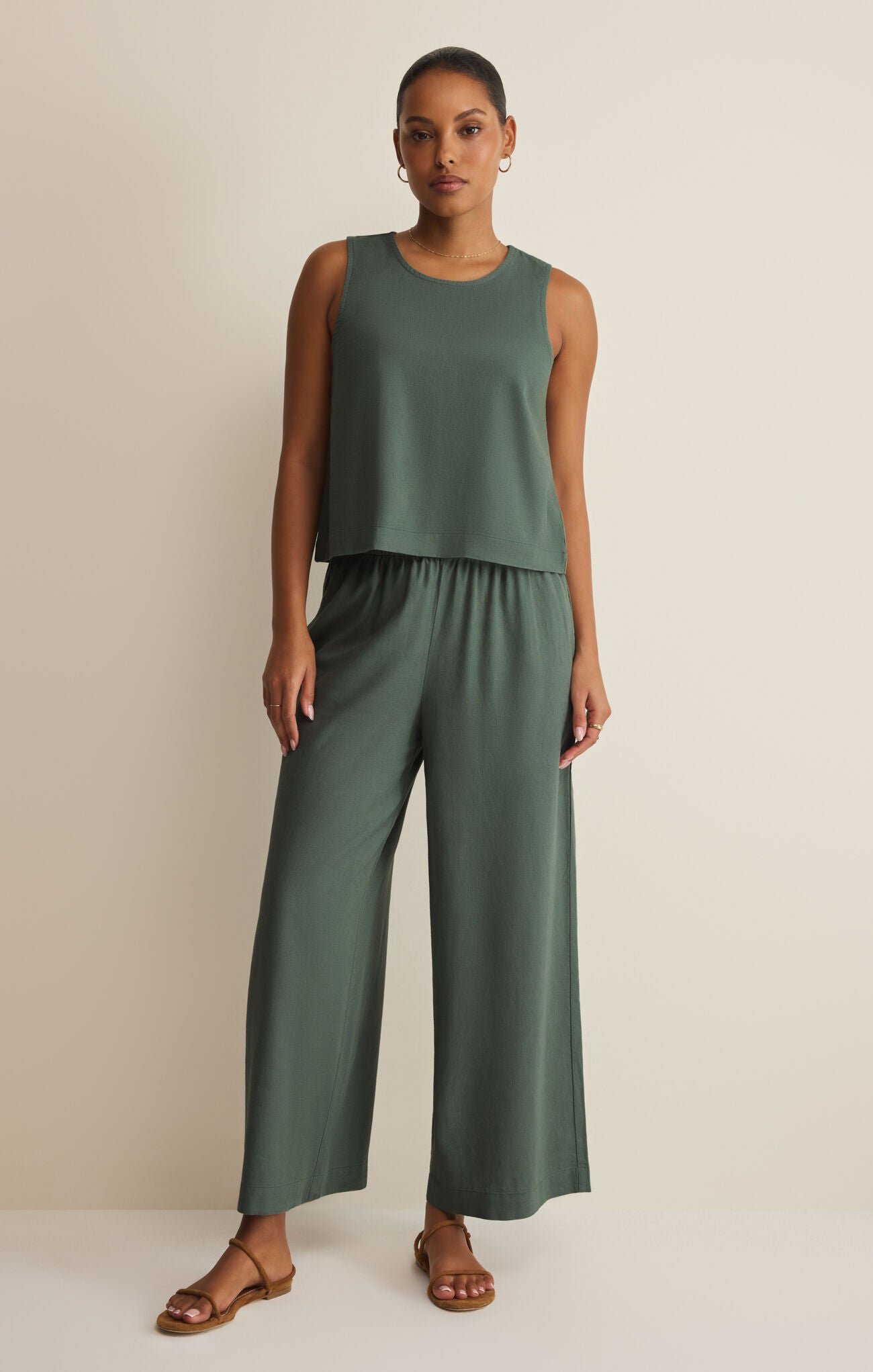 Z Supply - Scout Linen Pant - Everglade - happenstance.