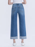 Flying Monkey - High Rise Raw Cuffed Hem Slim Wide Leg - Eclipse - happenstance.