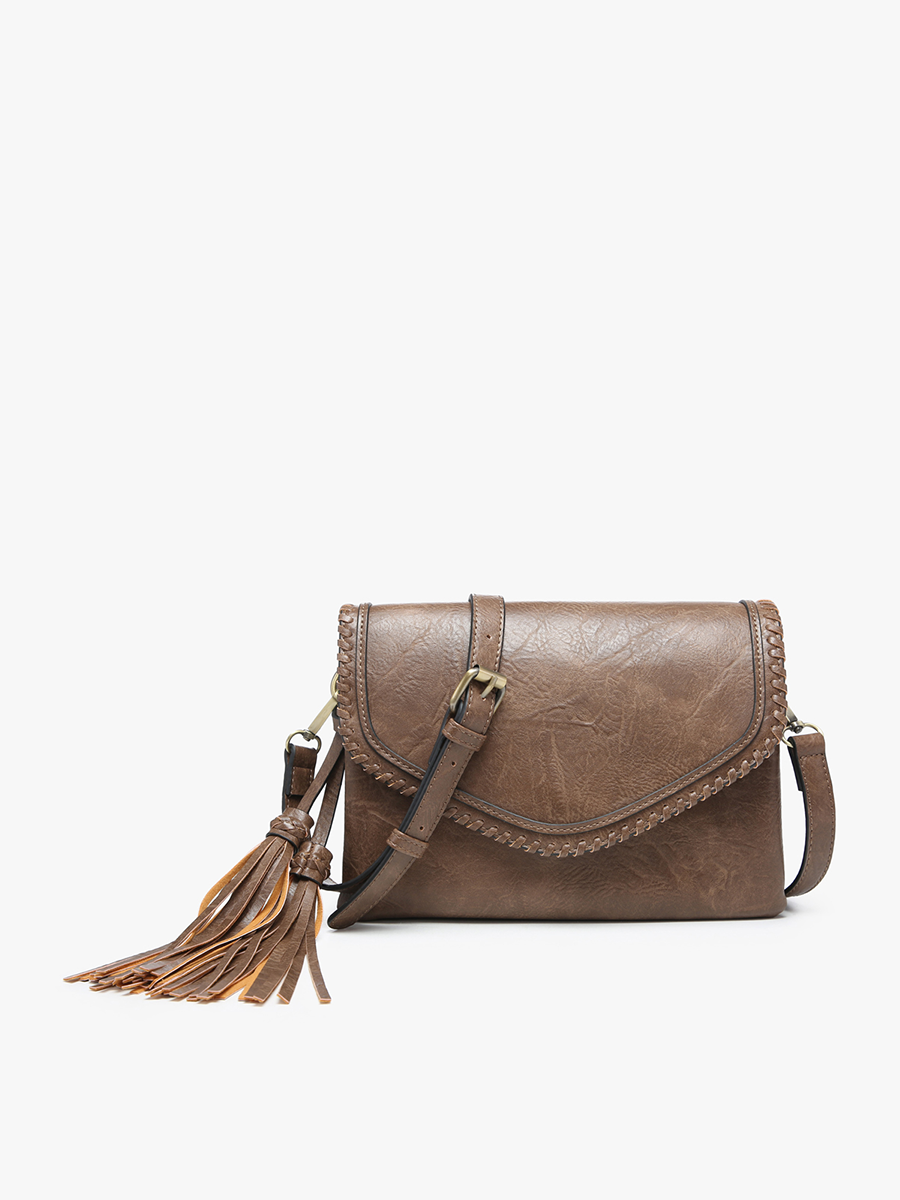 Brown braided crossbody bag 