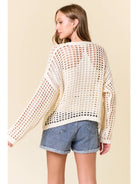 Crochet Fishnet Cropped Cardigan - Off White - happenstance.