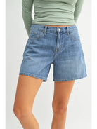 Lightweight High Rise Short - Medium Wash - happenstance.