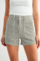 High Rise Utility Cargo Short - Olive Stripe - happenstance.