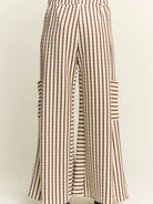 Luna Textured Stripe Wide - Leg Pants - Cream & Mocha - happenstance.