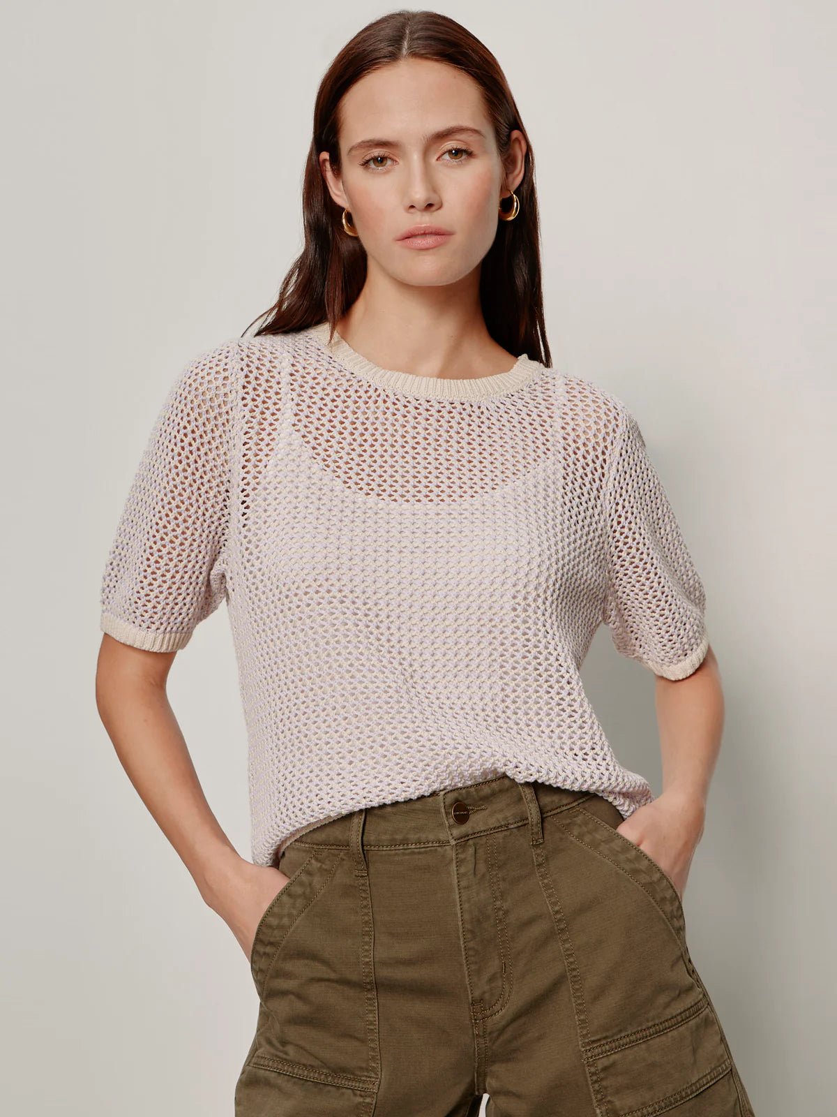 Open Knit Sweater Tee - Petal - happenstance.