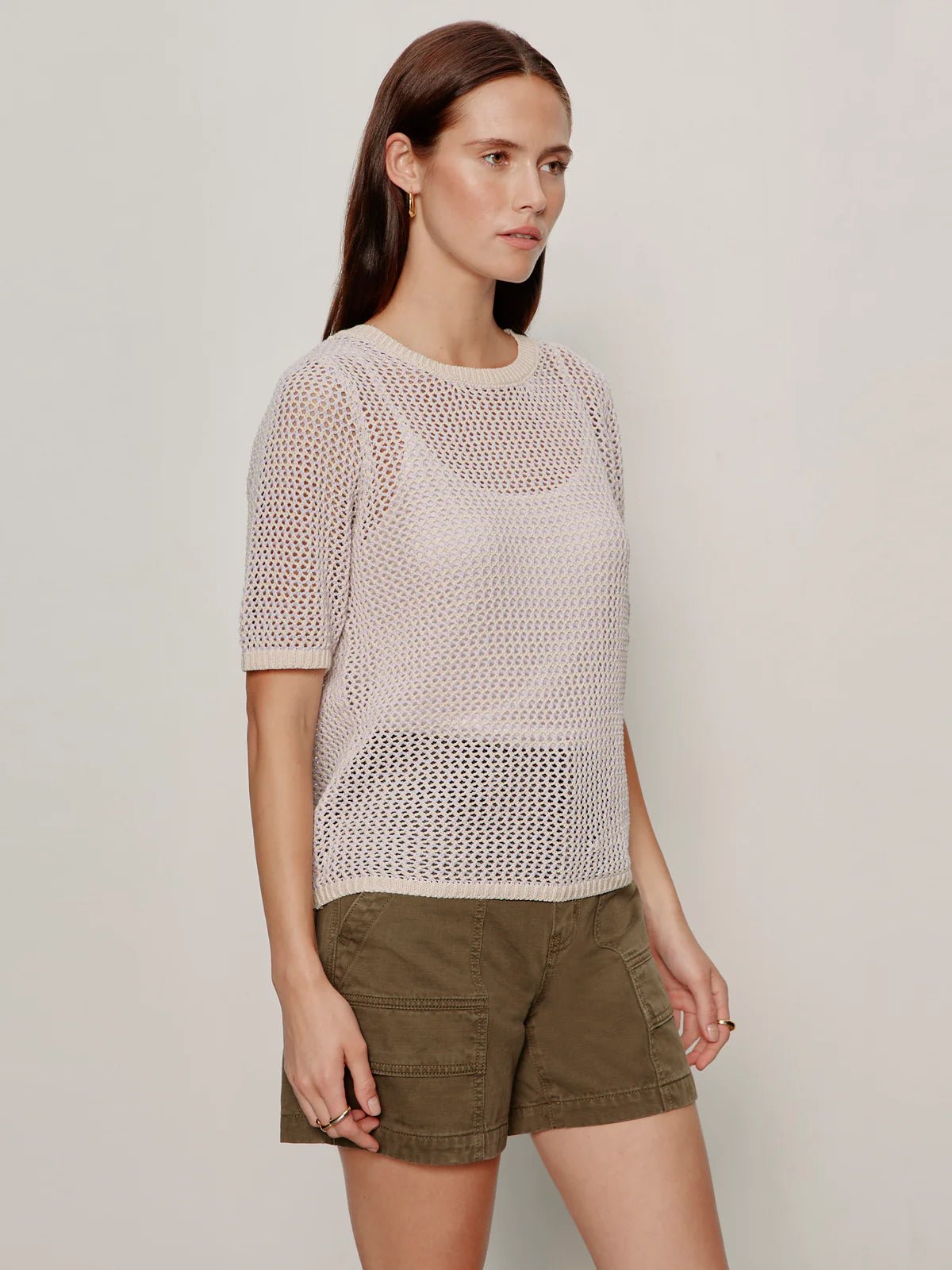 Open Knit Sweater Tee - Petal - happenstance.