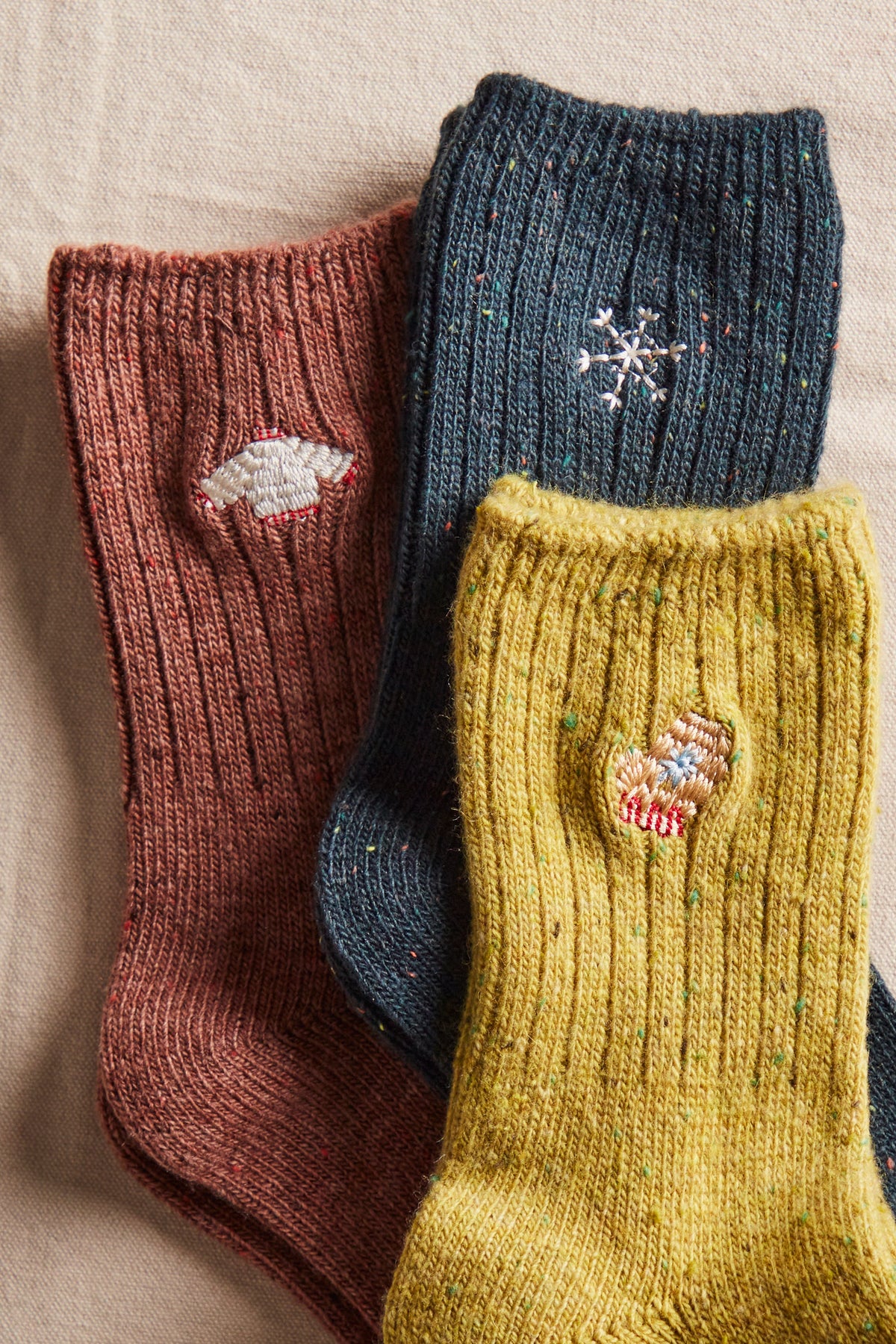 Winter embroidered crew socks