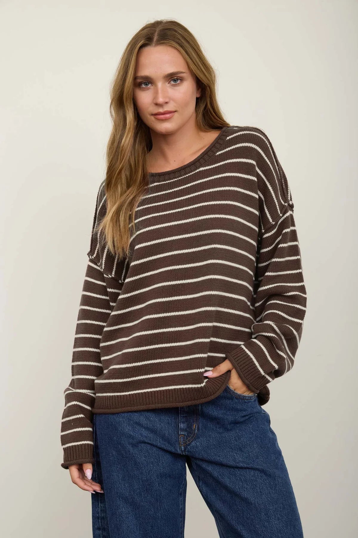 Dark brown striped sweater 