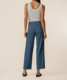 KUT from the Kloth - Topaz High - Rise Wide Leg Linen Ankle Pants - Coastal Blue - happenstance.