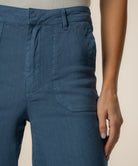 KUT from the Kloth - Topaz High - Rise Wide Leg Linen Ankle Pants - Coastal Blue - happenstance.