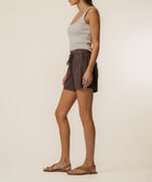 KUT from the Kloth - Katana High Rise Short - Chocolate - happenstance.