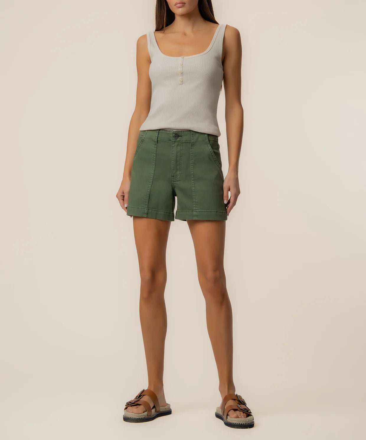 KUT from the Kloth - Jane High Rise Shorts - Olive - happenstance.
