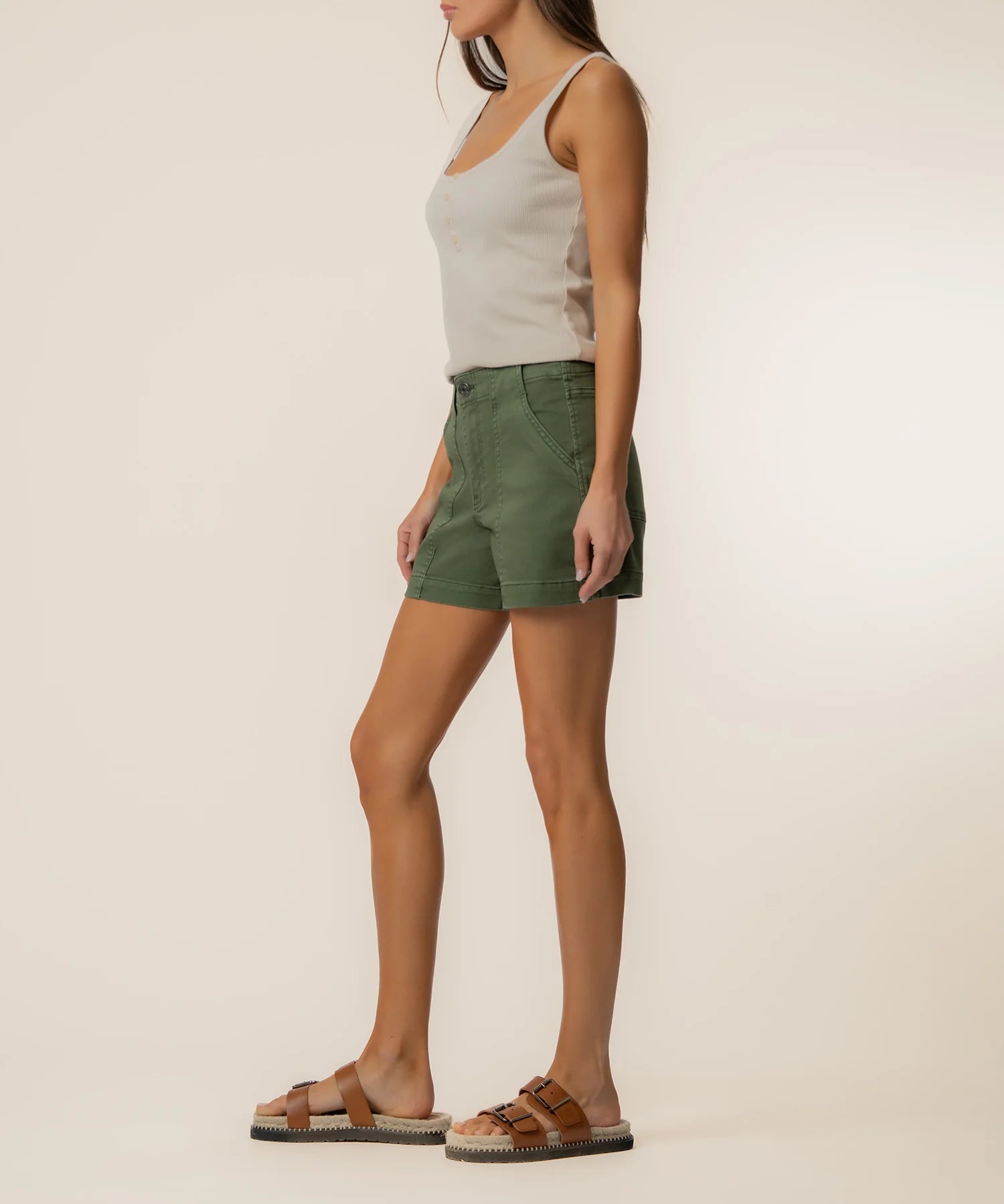KUT from the Kloth - Jane High Rise Shorts - Olive - happenstance.