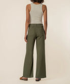 KUT from the Kloth - Meg High Rise Wide Leg Linen Pant - Forest - happenstance.
