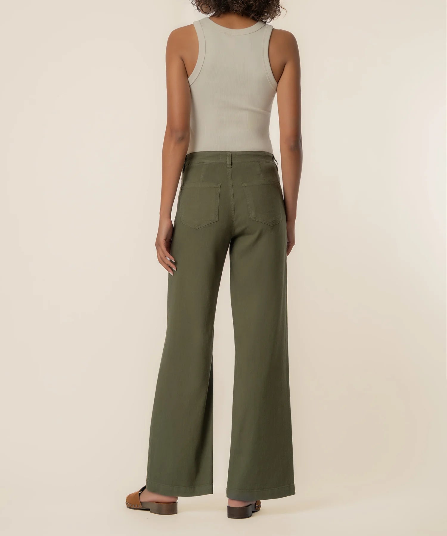 KUT from the Kloth - Meg High Rise Wide Leg Linen Pant - Forest - happenstance.