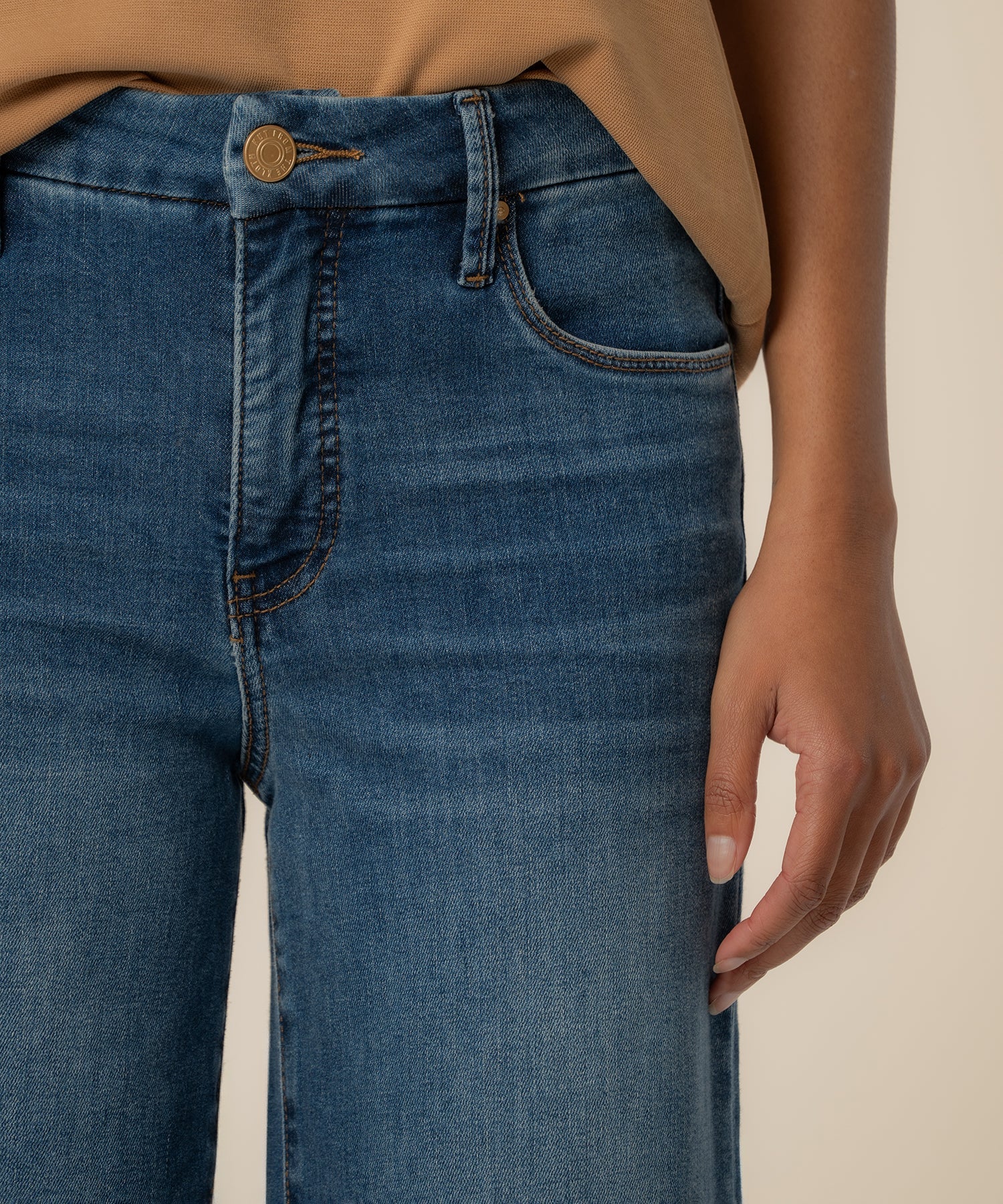 KUT from the Kloth - Meg High Rise Fab Ab Wide Leg Raw Hem - Long Inseam - Rad - happenstance.