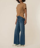 KUT from the Kloth - Meg High Rise Fab Ab Wide Leg Raw Hem - Long Inseam - Rad - happenstance.