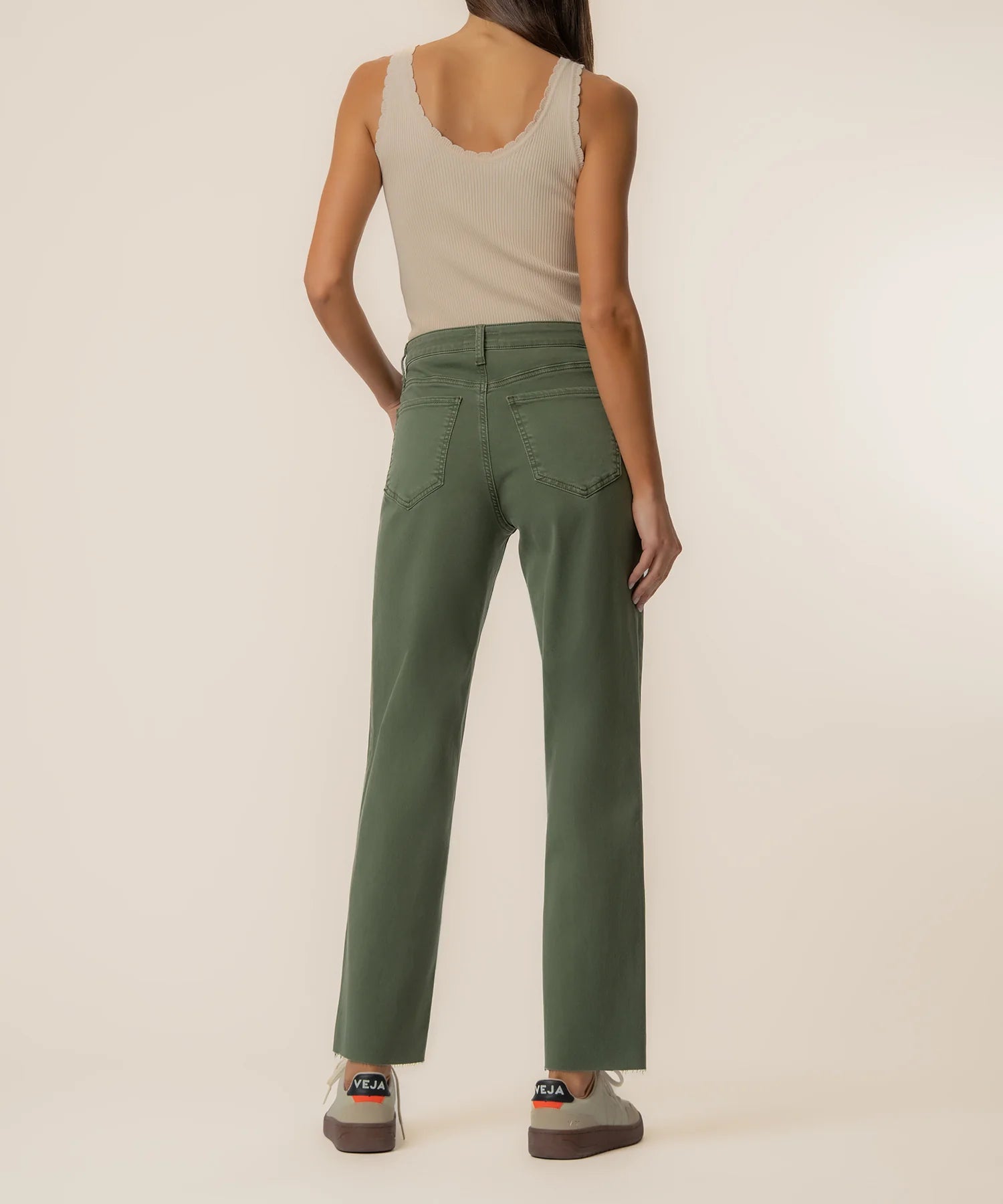 KUT from the Kloth - Charlotte High Rise Wide Leg W/ Raw Hem - Seaweed - happenstance.