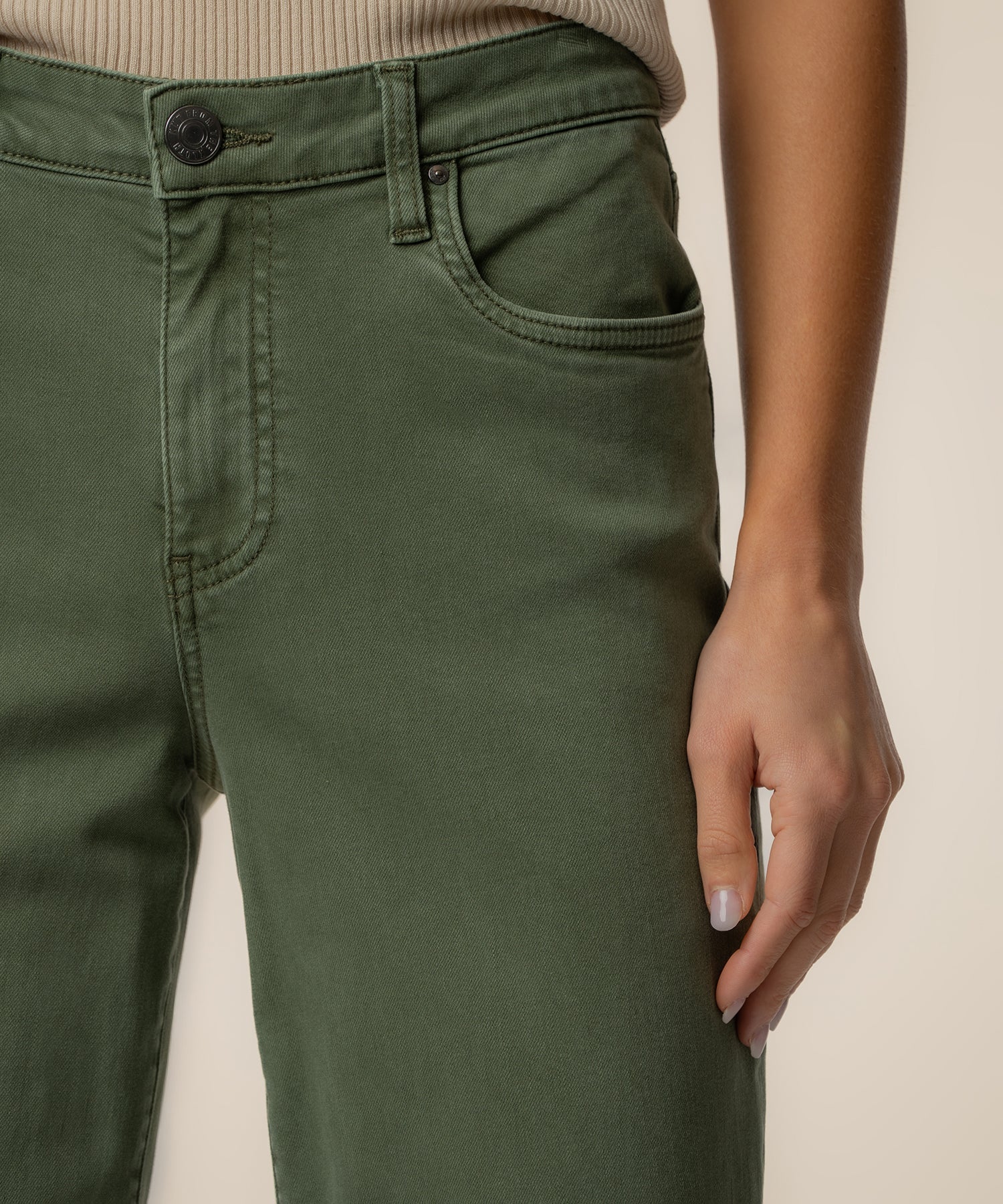 KUT from the Kloth - Charlotte High Rise Wide Leg W/ Raw Hem - Seaweed - happenstance.