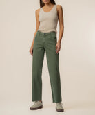 KUT from the Kloth - Charlotte High Rise Wide Leg W/ Raw Hem - Seaweed - happenstance.