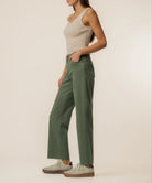KUT from the Kloth - Charlotte High Rise Wide Leg W/ Raw Hem - Seaweed - happenstance.