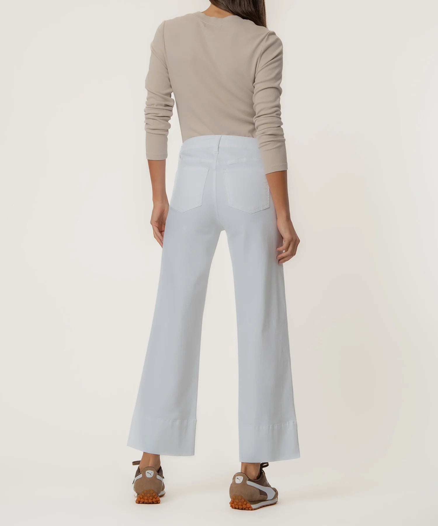 KUT from the Kloth - Meg High Rise Front Pin Tuck Wide Leg - Optic White - happenstance.